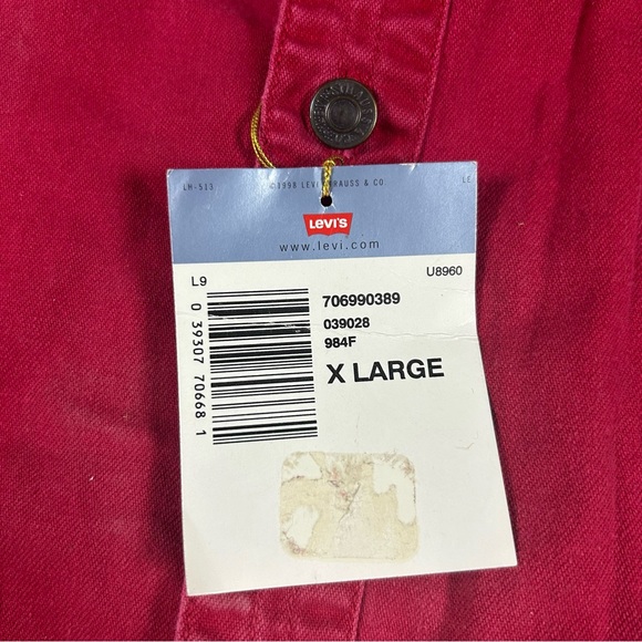 Vintage 90s Levi’s Jeanswear Red Tab Button Up Red Denim Shirt Mens XL Deadstock - Picture 2 of 8